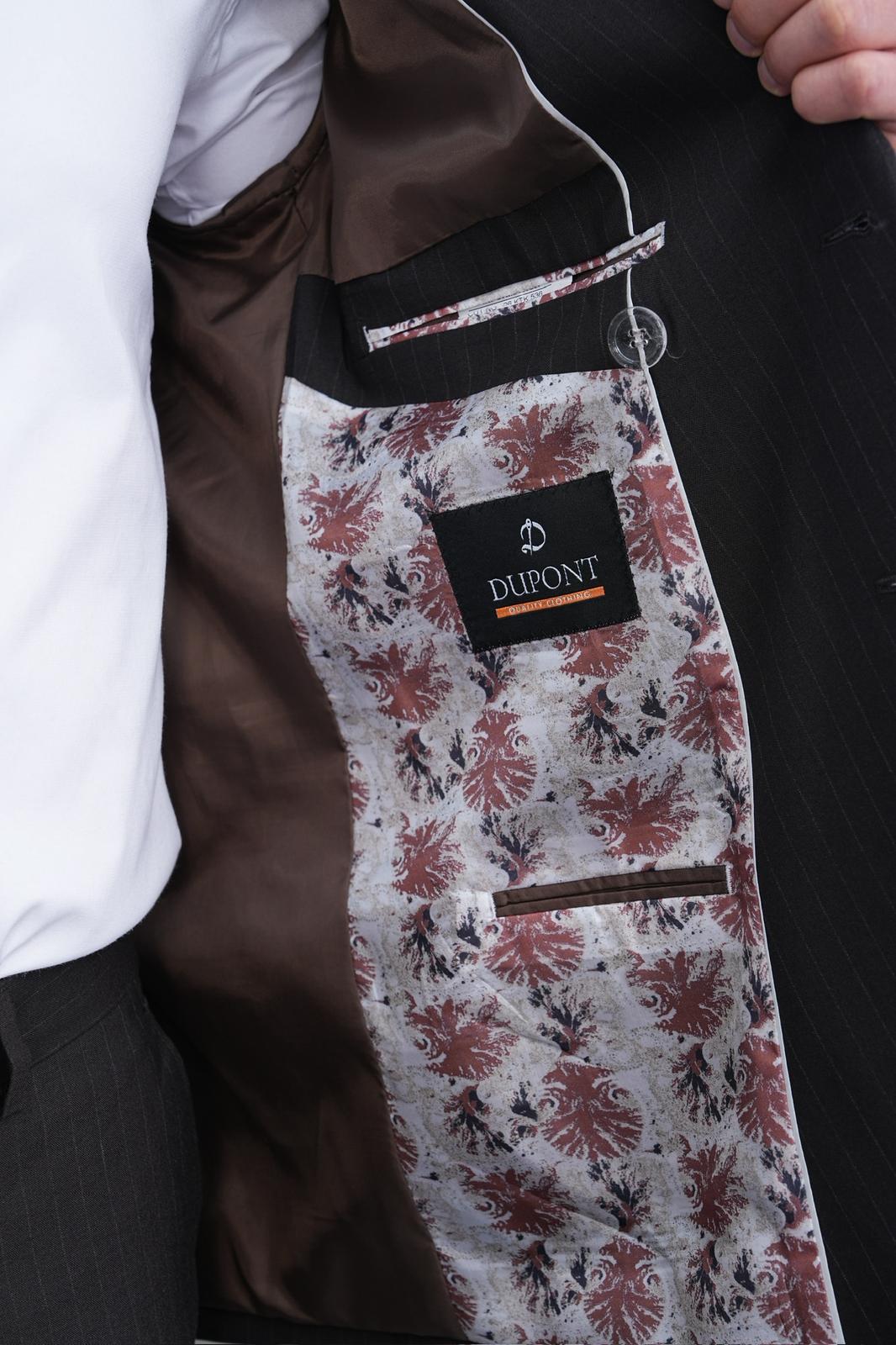 Dupont Erkek Çizgili Kruvaze Takım Elbise - Slim Fit 6 Drop Çift Yırtmaçlı
