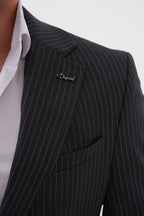 Dupont Çizgili Slim Fit 6 Drop Çift Düğme Çift Yırtmaç 2'li Takım Elbise