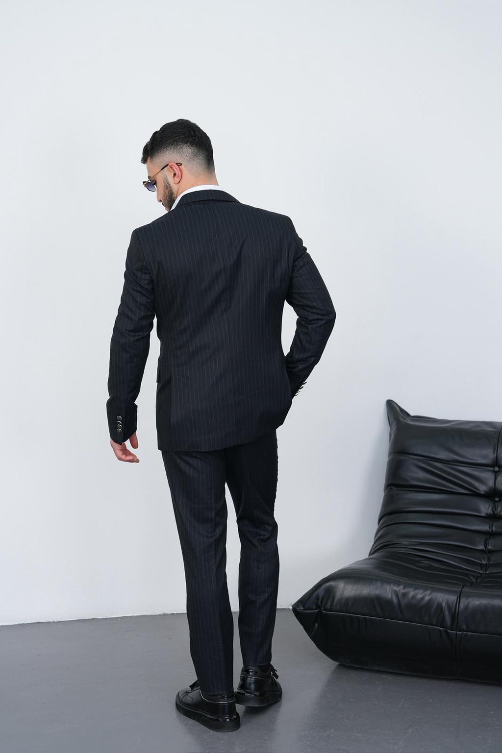 Dupont Erkek Çizgili Kruvaze Takım Elbise - Slim Fit 6 Drop Çift Yırtmaçlı