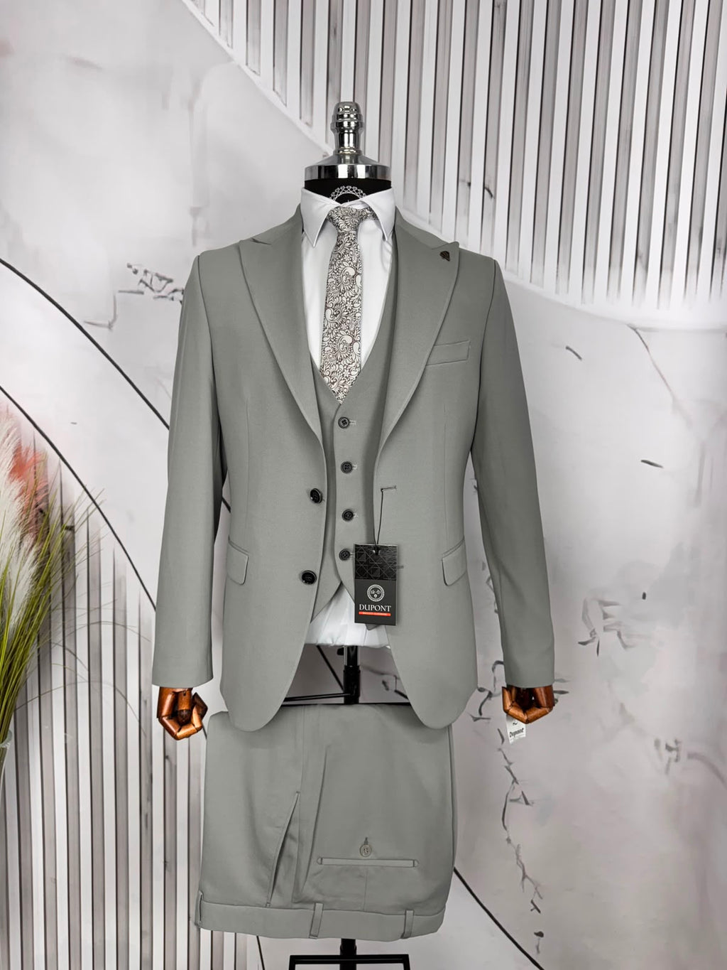 Dupont Slim Fit Yelekli Erkek Takım Elbise - Zara Kumaş Likralı
