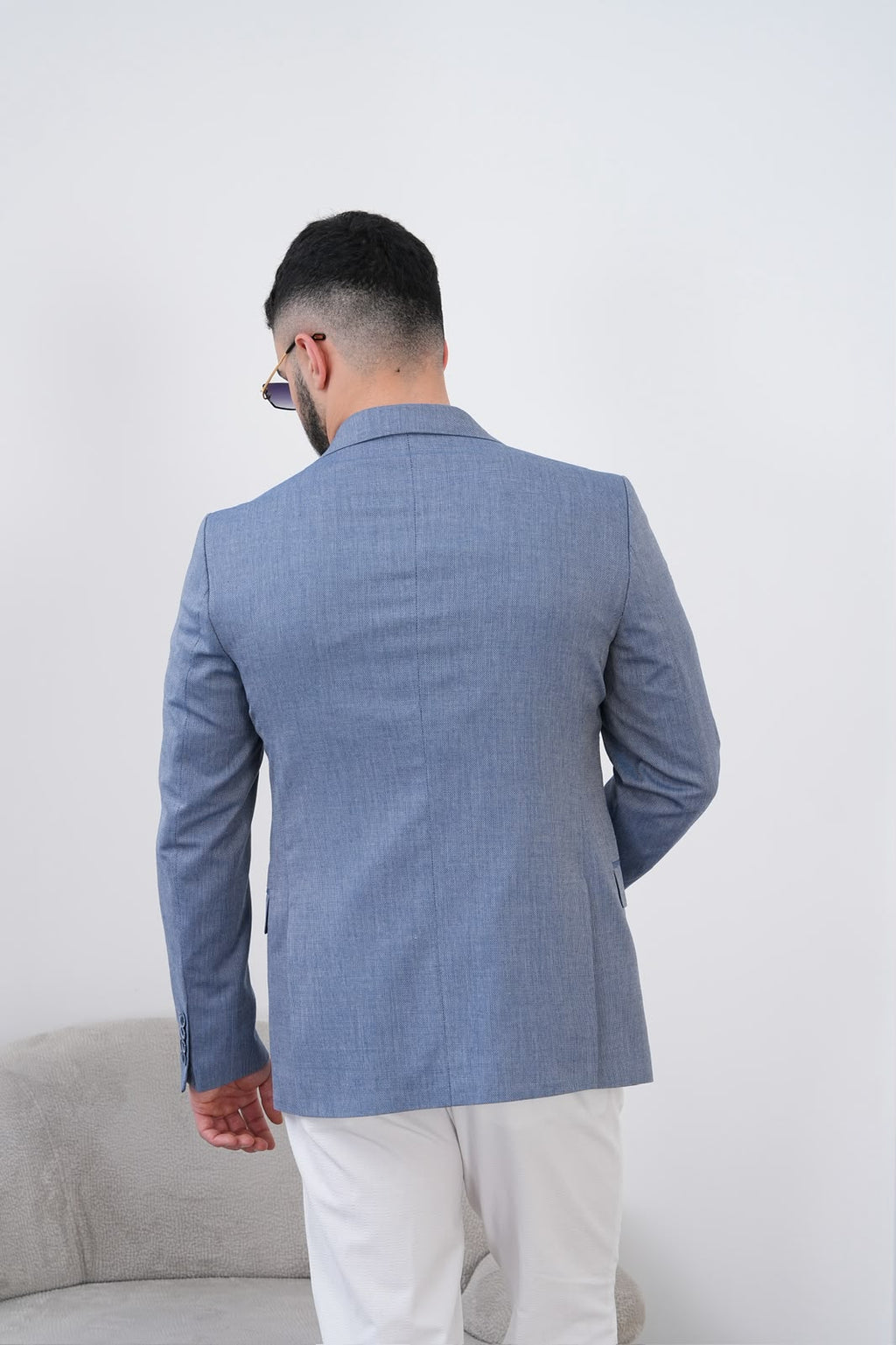 Dupont Keten Karışımlı Slim Fit Kırlangıç Yaka Çift Düğme Tek Blazer Ceket