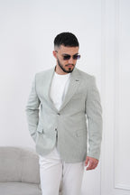 Dupont Keten Karışımlı Slim Fit Sivri Yaka Çift Düğme Tek Blazer Ceket