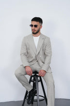 Dupont Erkek Çizgili Kruvaze Takım Elbise - Slim Fit 6 Drop Kırlangıç Yaka