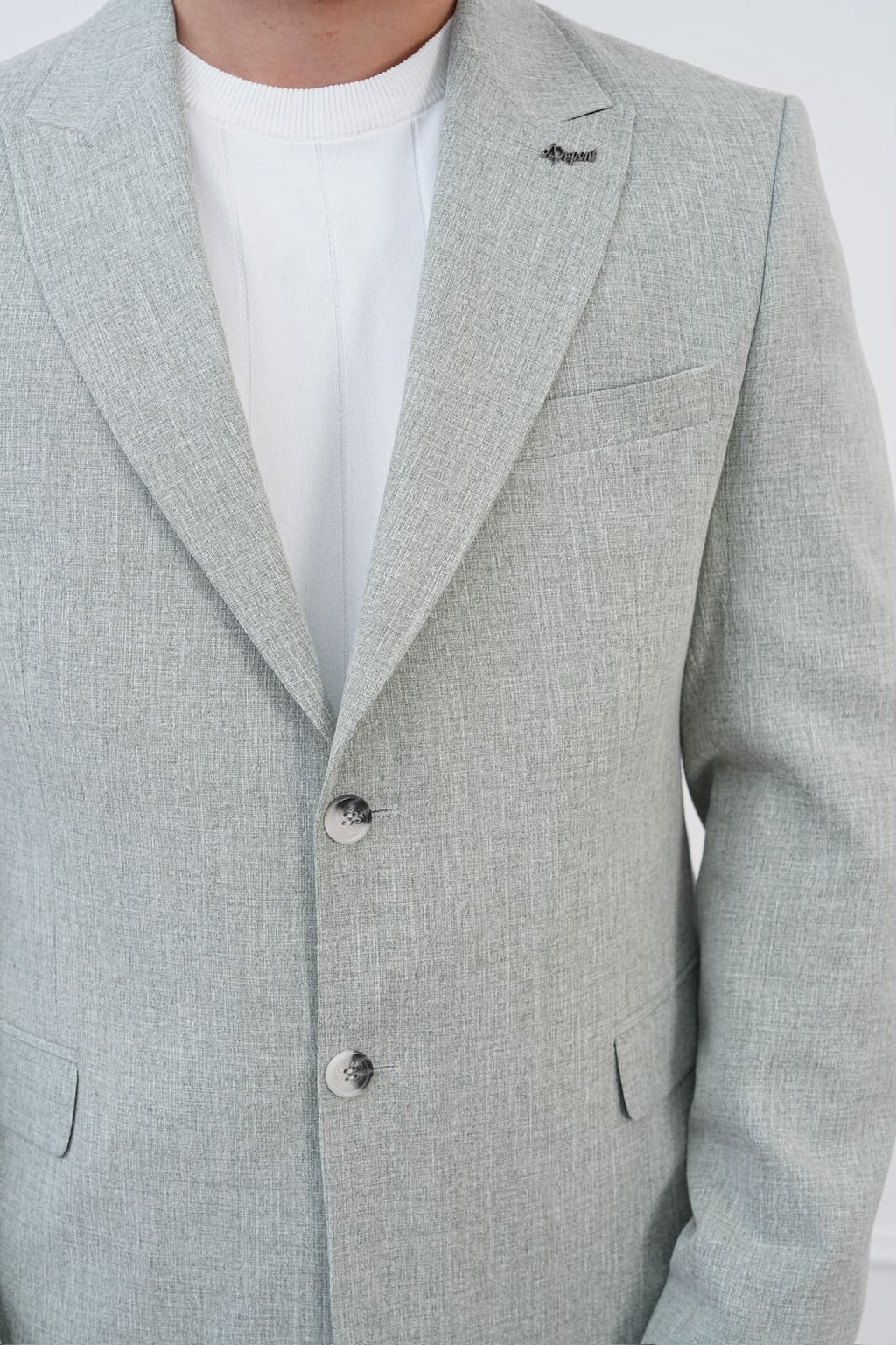 Dupont Keten Karışımlı Slim Fit Sivri Yaka Çift Düğme Tek Blazer Ceket