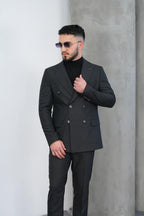 Dupont Erkek Çizgili Kruvaze Takım Elbise - Slim Fit 6 Drop Kırlangıç Yaka