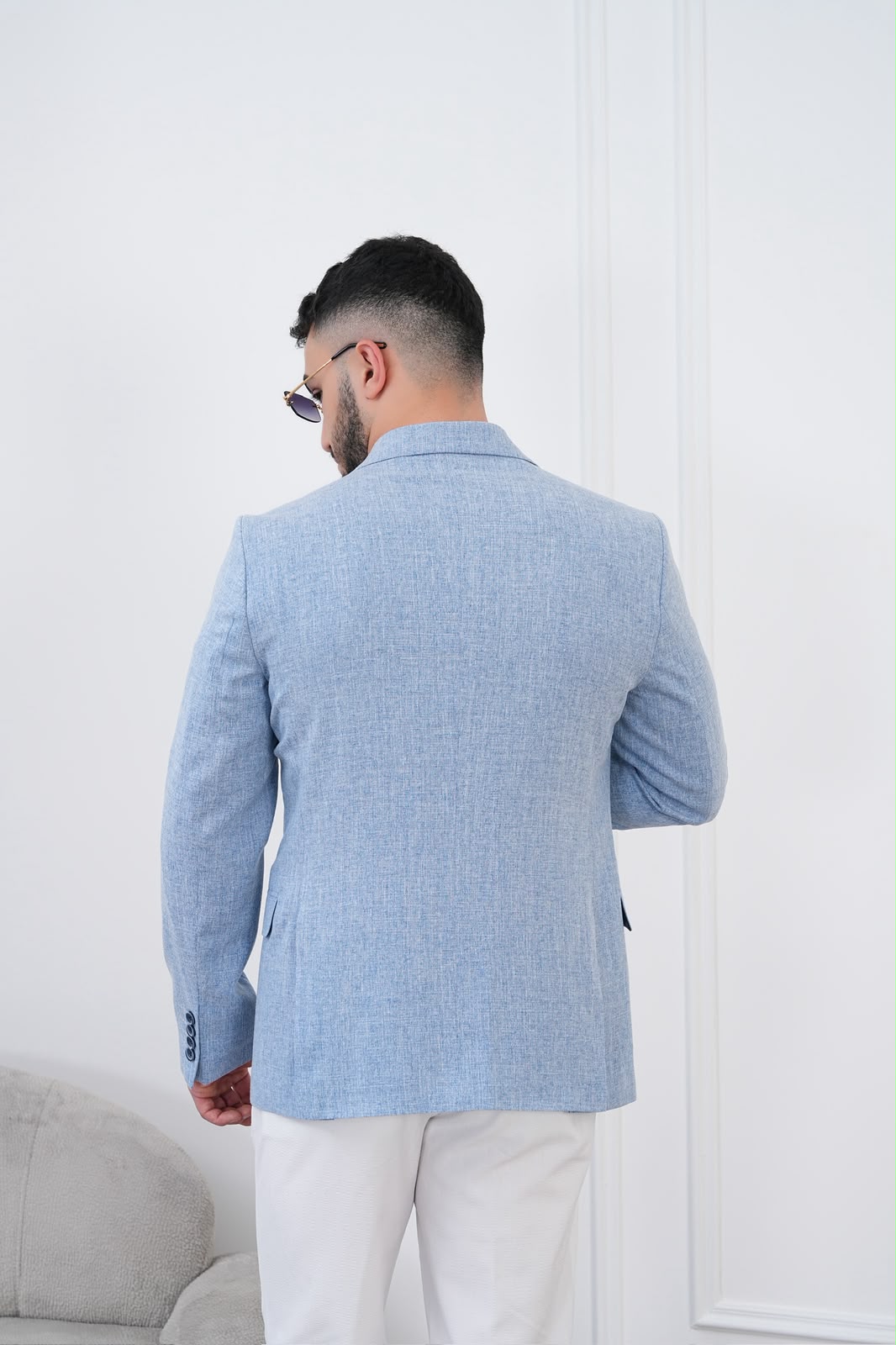 Dupont Keten Karışımlı Slim Fit Sivri Yaka Çift Düğme Tek Blazer Ceket