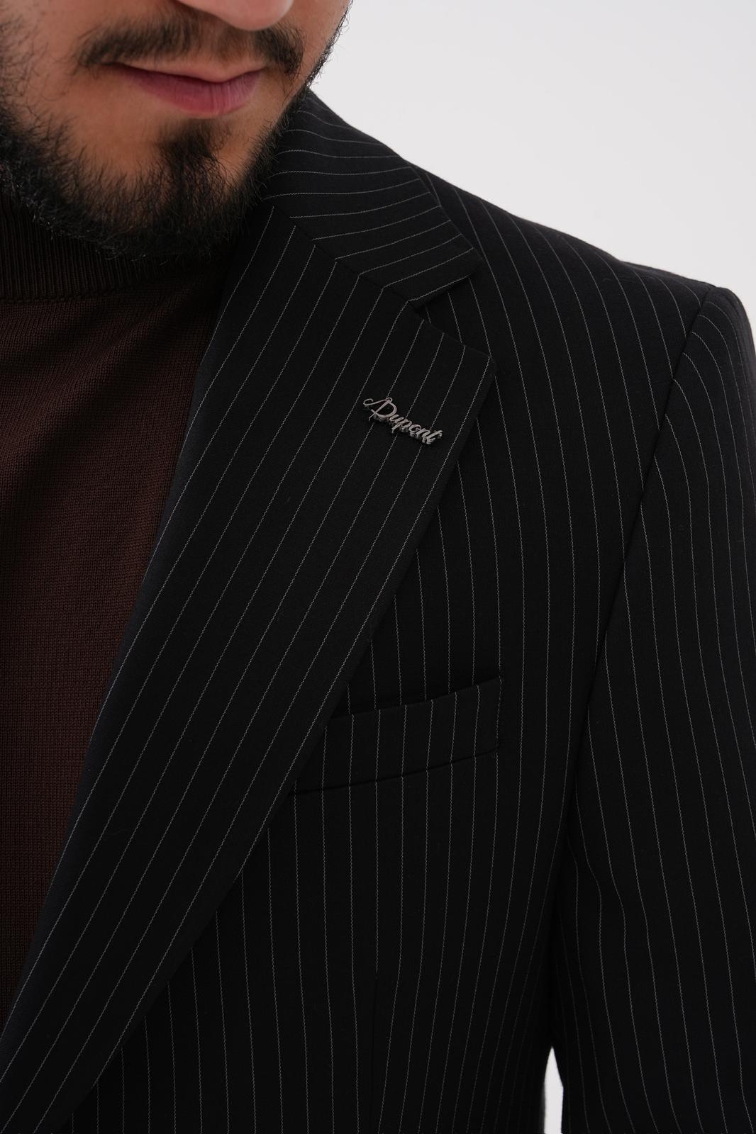 Dupont Çizgili Slim Fit 6 Drop Çift Düğme Çift Yırtmaç 2'li Takım Elbise