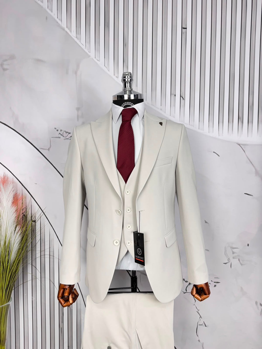 Dupont Slim Fit Yelekli Erkek Takım Elbise - Zara Kumaş Likralı