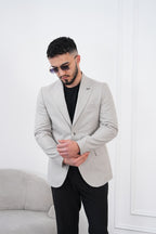 Dupont Keten Karışımlı Slim Fit Kırlangıç Yaka Çift Düğme Tek Blazer Ceket