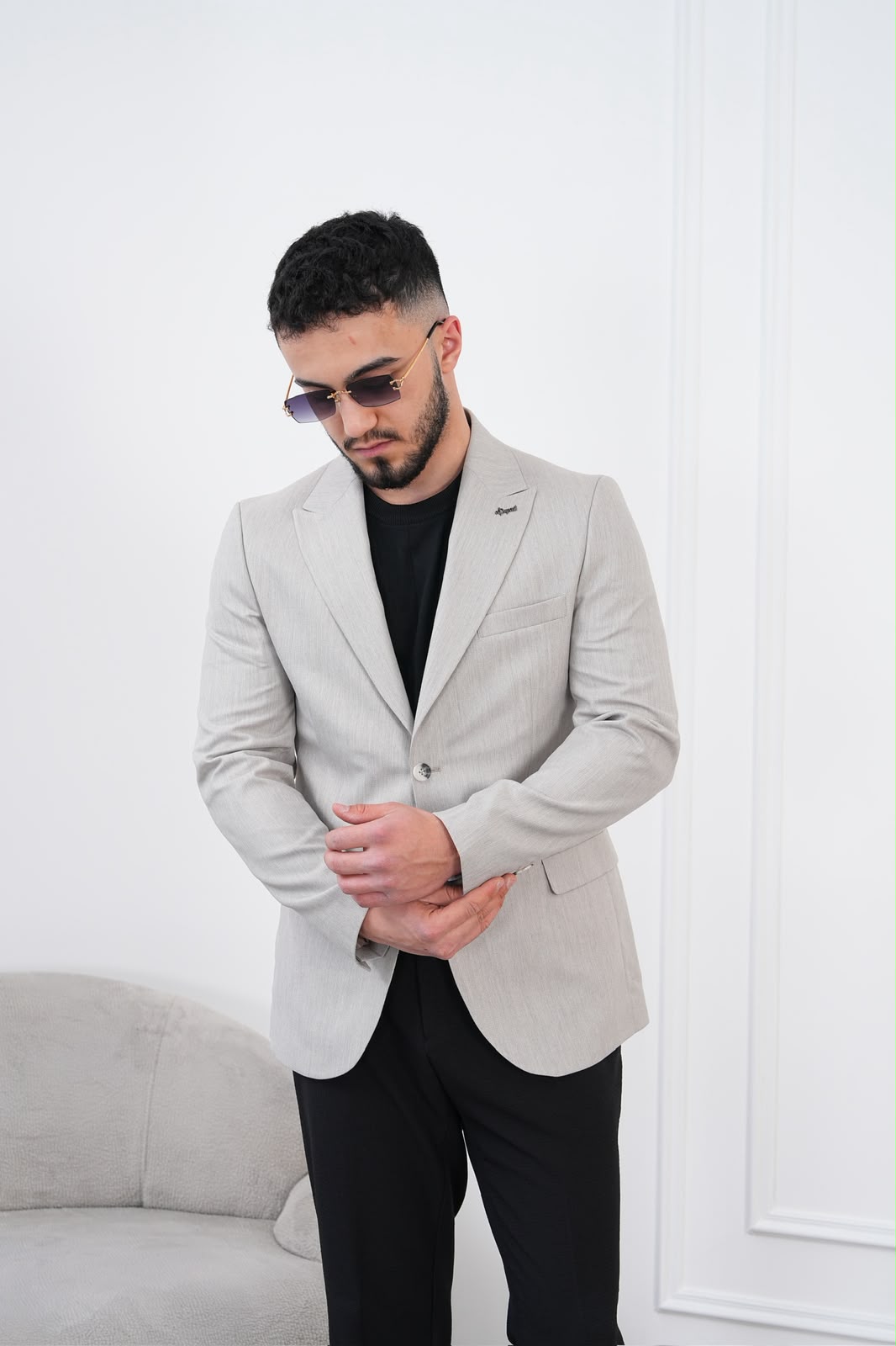Dupont Keten Karışımlı Slim Fit Kırlangıç Yaka Çift Düğme Tek Blazer Ceket