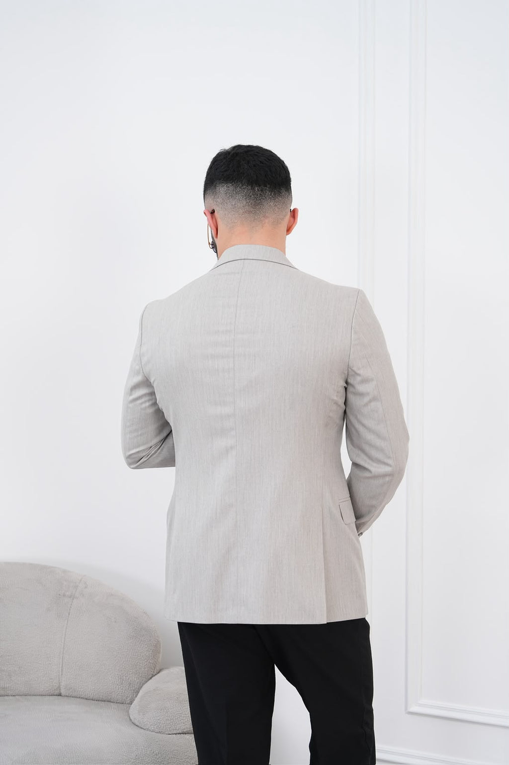 Dupont Keten Karışımlı Slim Fit Kırlangıç Yaka Çift Düğme Tek Blazer Ceket