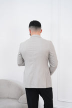 Dupont Keten Karışımlı Slim Fit Kırlangıç Yaka Çift Düğme Tek Blazer Ceket