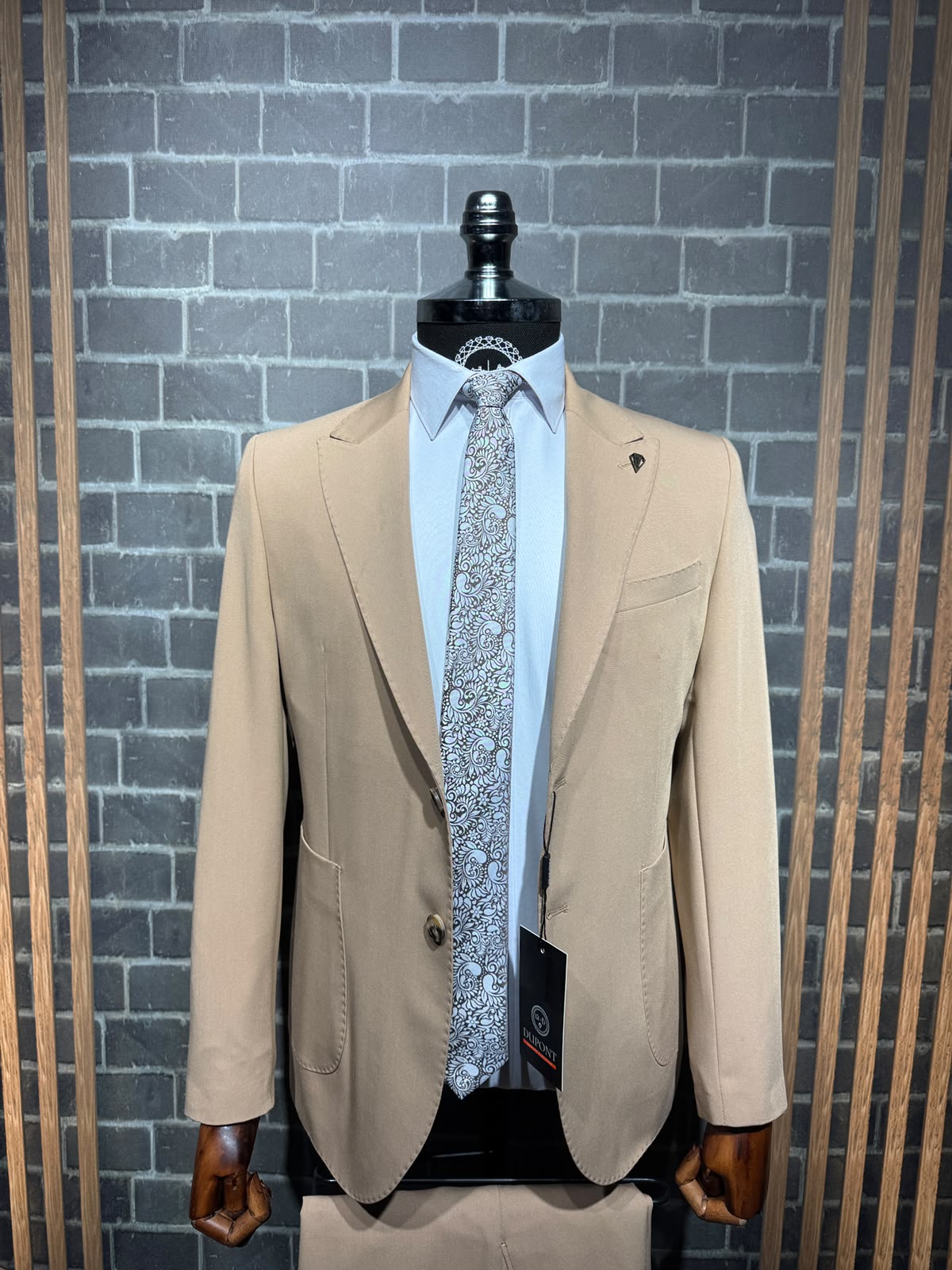 Dupont Erkek Torba Cep Puntolu Takım Elbise Slim Fit 6 Drop
