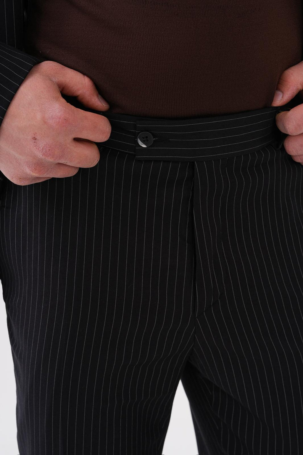 Dupont Çizgili Slim Fit 6 Drop Çift Düğme Çift Yırtmaç 2'li Takım Elbise