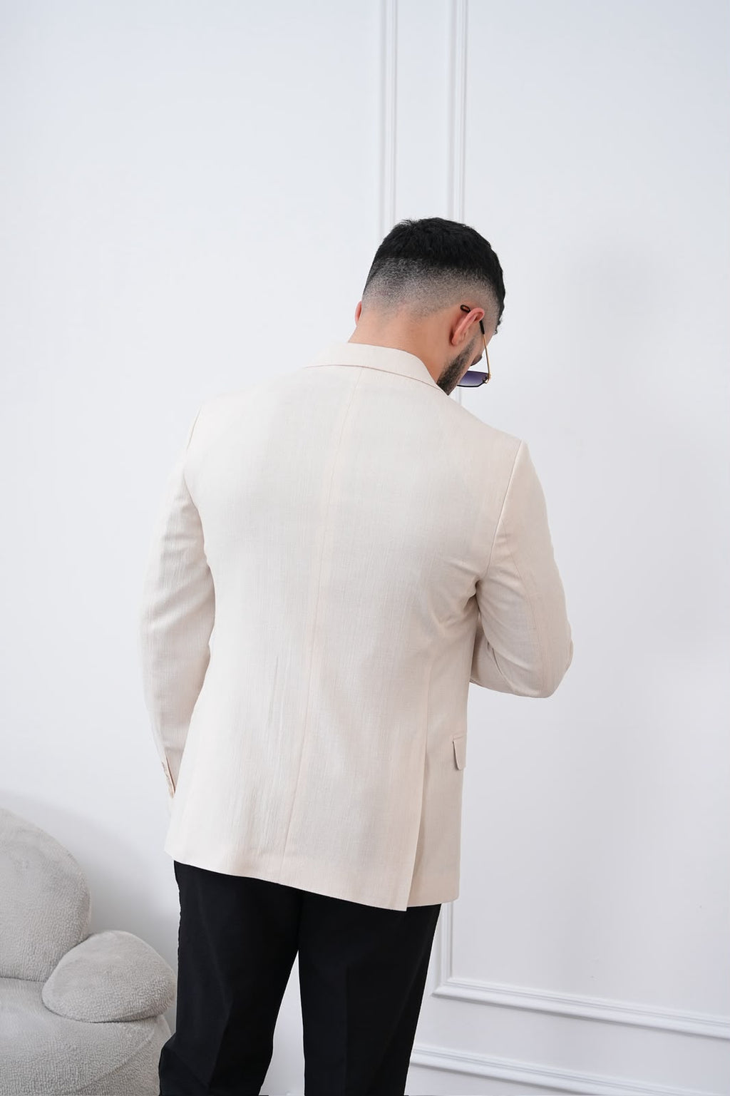 Dupont Keten Karışımlı Slim Fit Sivri Yaka Çift Düğme Tek Blazer Ceket