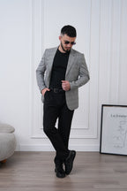 Dupont Keten Karışımlı Slim Fit Mono Yaka Çift Düğme Tek Blazer Ceket