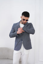 Dupont Keten Karışımlı Slim Fit Kırlangıç Yaka Çift Düğme Tek Blazer Ceket