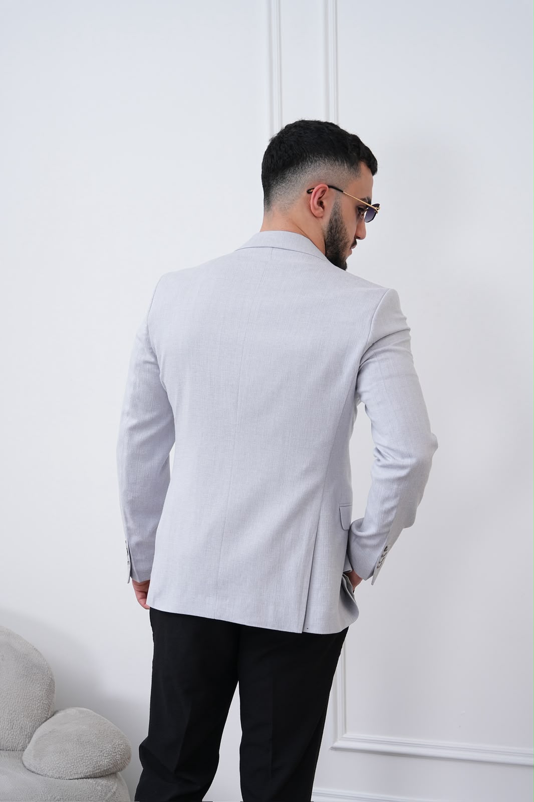 Dupont Keten Karışımlı Slim Fit Sivri Yaka Çift Düğme Tek Blazer Ceket