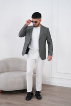 Dupont Keten Karışımlı Slim Fit Sivri Yaka Çift Düğme Tek Blazer Ceket