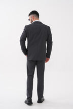 Dupont Çizgili Slim Fit 6 Drop Çift Düğme Çift Yırtmaç 2'li Takım Elbise