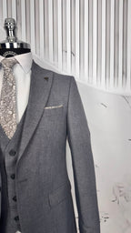 Dupont Slim Fit Sivri Yaka Yelekli Takım Elbise