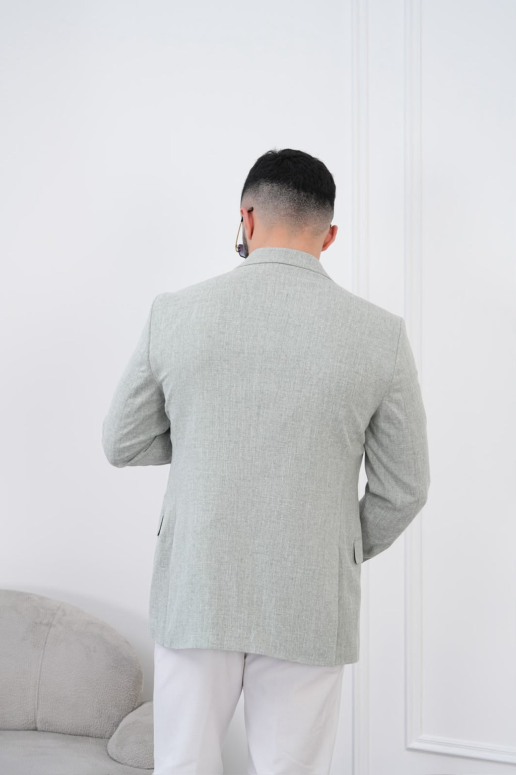 Dupont Keten Karışımlı Slim Fit Sivri Yaka Çift Düğme Tek Blazer Ceket
