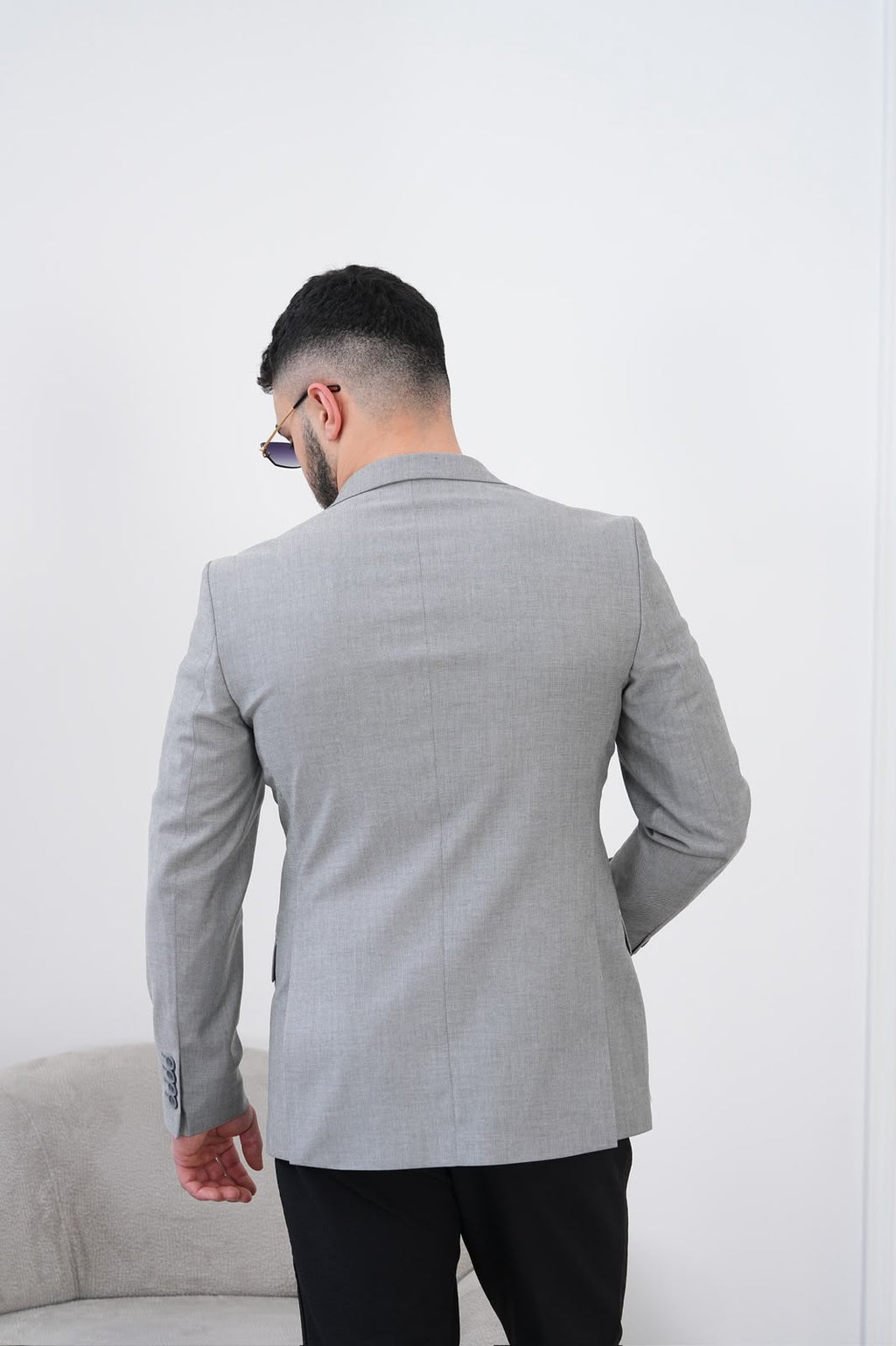 Dupont Keten Karışımlı Slim Fit Mono Yaka Çift Düğme Tek Blazer Ceket