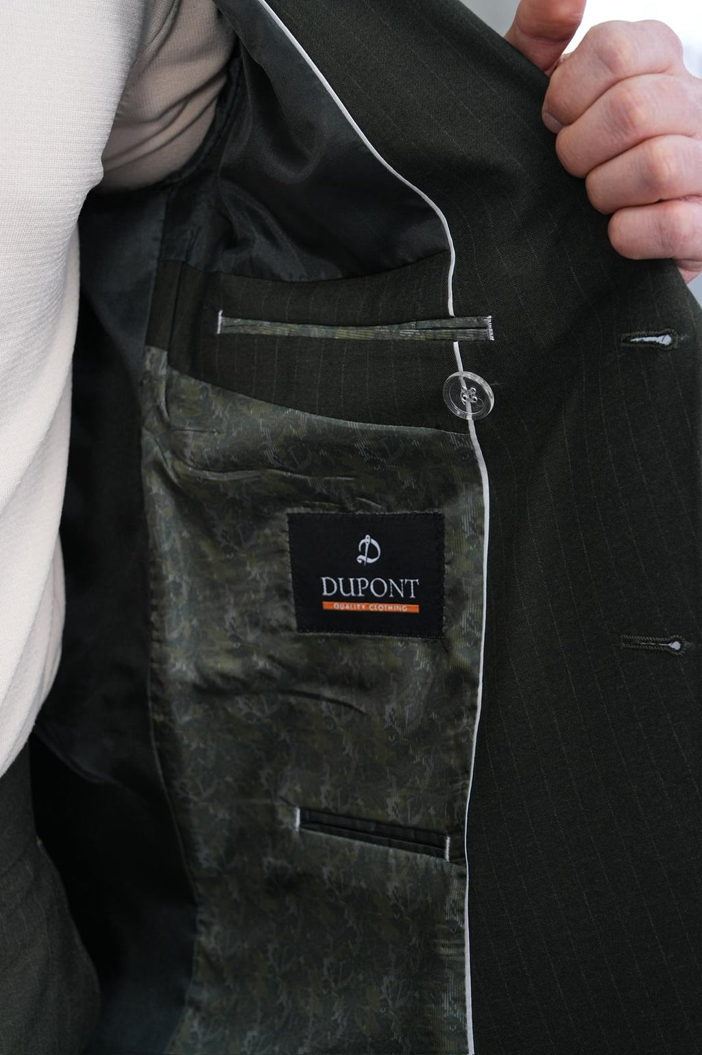 Dupont Erkek Çizgili Kruvaze Takım Elbise - Slim Fit 6 Drop Çift Yırtmaçlı