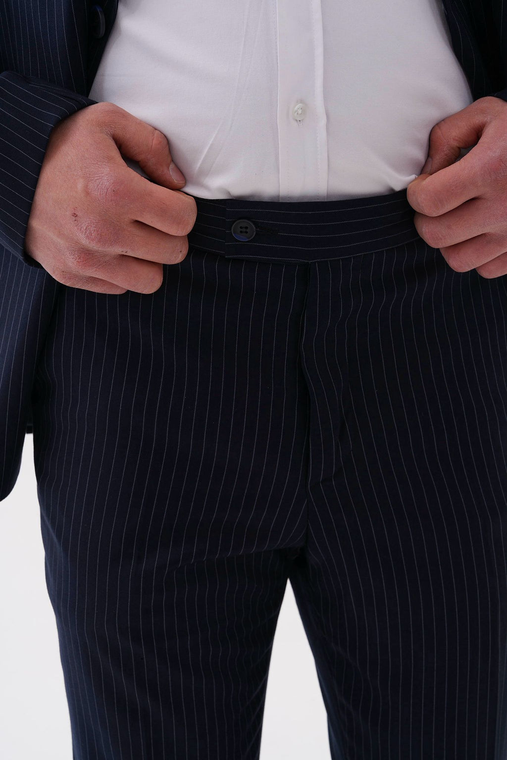 Dupont Çizgili Slim Fit 6 Drop Çift Düğme Çift Yırtmaç 2'li Takım Elbise