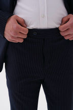 Dupont Çizgili Slim Fit 6 Drop Çift Düğme Çift Yırtmaç 2'li Takım Elbise