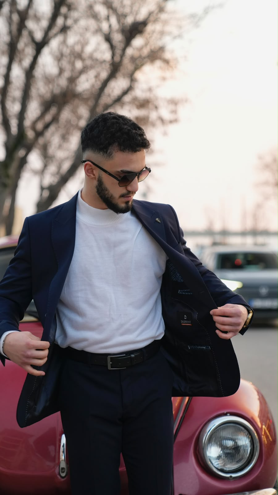 Dupont Erkek Torba Cep Puntolu Takım Elbise Slim Fit 6 Drop
