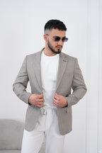 Dupont Keten Karışımlı Slim Fit Mono Yaka Çift Düğme Tek Blazer Ceket