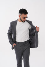Dupont Çizgili Slim Fit 6 Drop Çift Düğme Çift Yırtmaç 2'li Takım Elbise
