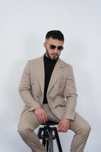 Dupont Erkek Çizgili Kruvaze Takım Elbise - Slim Fit 6 Drop Kırlangıç Yaka