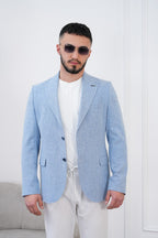 Dupont Keten Karışımlı Slim Fit Sivri Yaka Çift Düğme Tek Blazer Ceket
