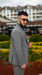 Dupont Erkek Kruvaze Çift Yırtmaç 2'li Takım Elbise Slim Fit 6 Drop