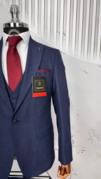 Dupont Slim Fit Sivri Yaka Yelekli Takım Elbise