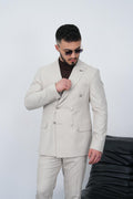 Dupont Erkek Çizgili Kruvaze Takım Elbise - Slim Fit 6 Drop Çift Yırtmaçlı