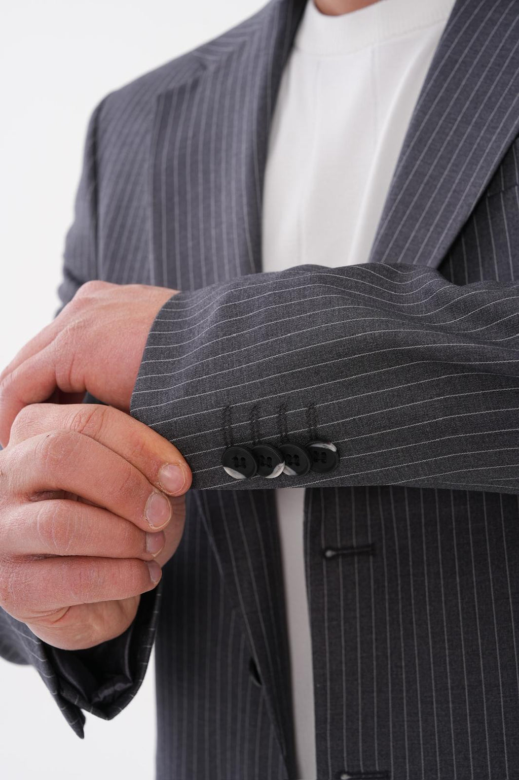 Dupont Çizgili Slim Fit 6 Drop Çift Düğme Çift Yırtmaç 2'li Takım Elbise