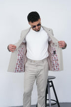 Dupont Erkek Çizgili Kruvaze Takım Elbise - Slim Fit 6 Drop Kırlangıç Yaka
