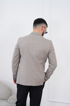 Dupont Keten Karışımlı Slim Fit Kırlangıç Yaka Çift Düğme Tek Blazer Ceket