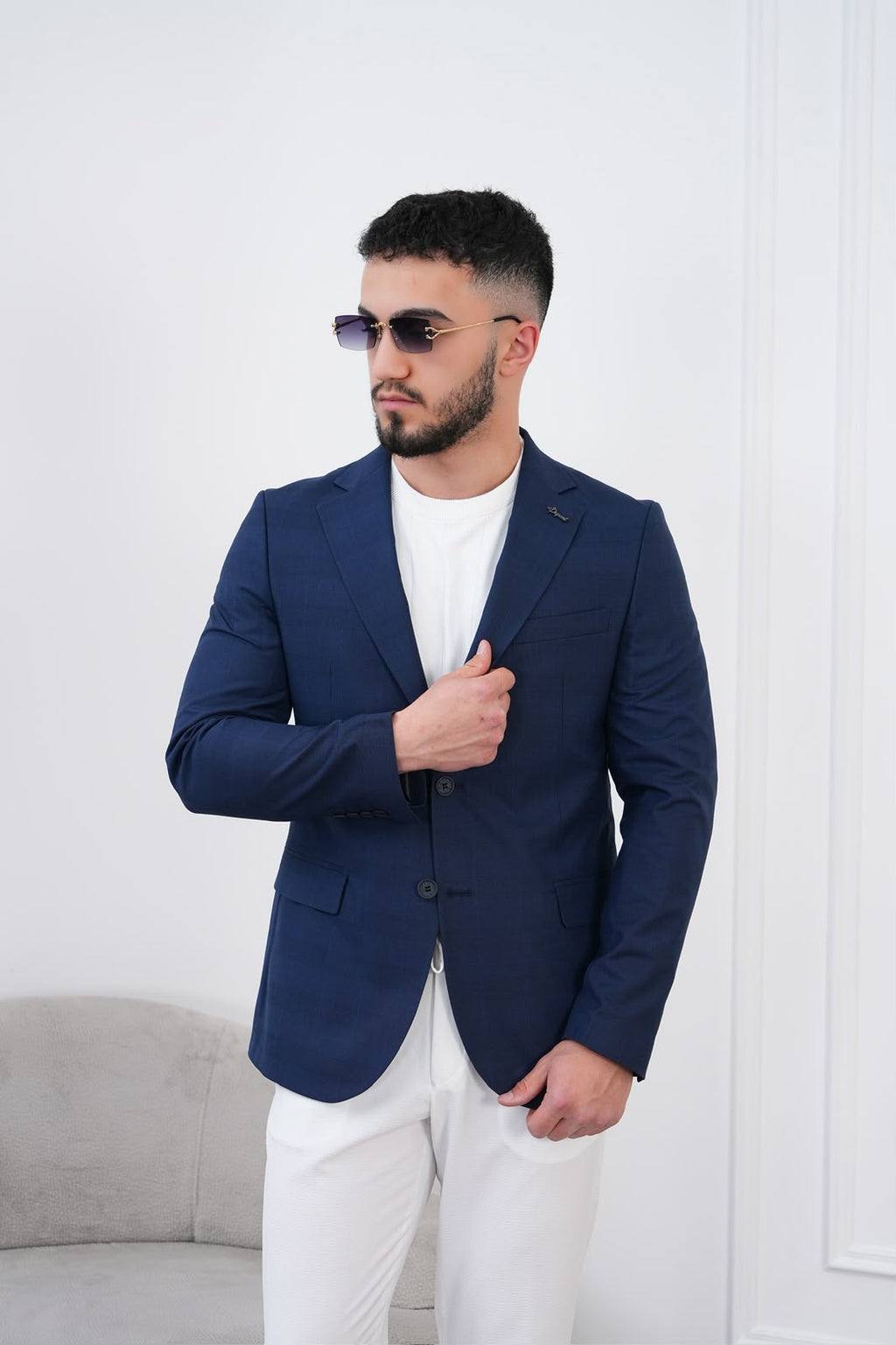 Dupont Keten Karışımlı Slim Fit Mono Yaka Çift Düğme Tek Blazer Ceket