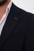 Dupont Çizgili Slim Fit 6 Drop Çift Düğme Çift Yırtmaç 2'li Takım Elbise
