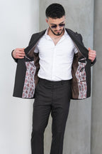 Dupont Erkek Çizgili Kruvaze Takım Elbise - Slim Fit 6 Drop Çift Yırtmaçlı