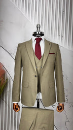 Dupont Slim Fit Sivri Yaka Yelekli Takım Elbise