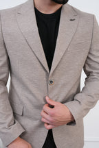 Dupont Keten Karışımlı Slim Fit Kırlangıç Yaka Çift Düğme Tek Blazer Ceket