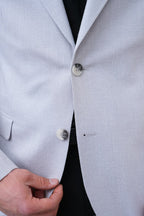 Dupont Keten Karışımlı Slim Fit Sivri Yaka Çift Düğme Tek Blazer Ceket
