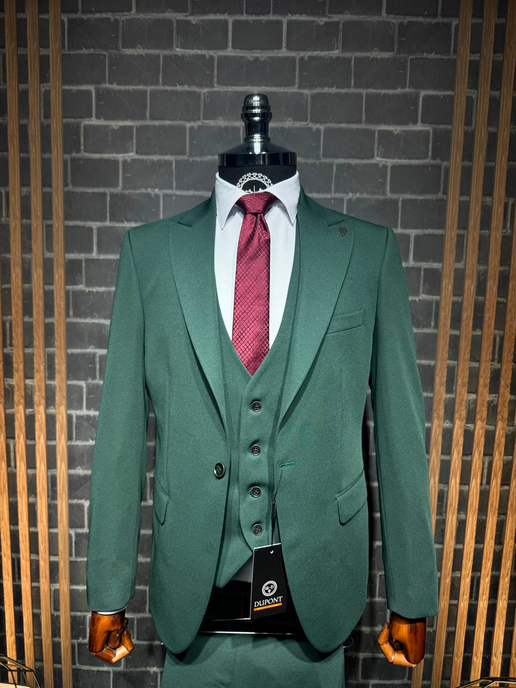 Dupont Slim Fit Tek Düğme Yelekli Erkek Takım Elbise - Zara Kumaş Likralı