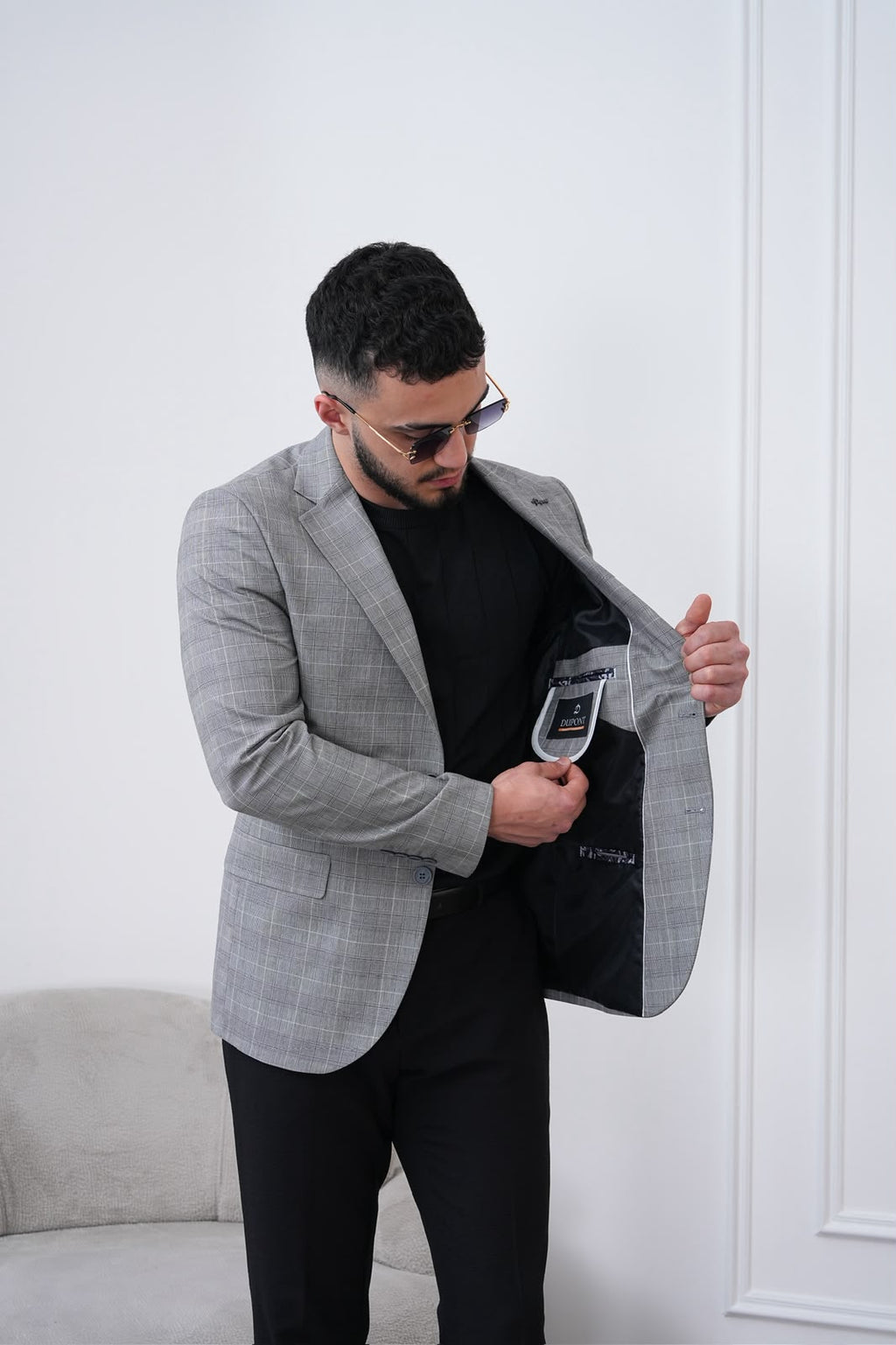 Dupont Keten Karışımlı Slim Fit Mono Yaka Çift Düğme Tek Blazer Ceket
