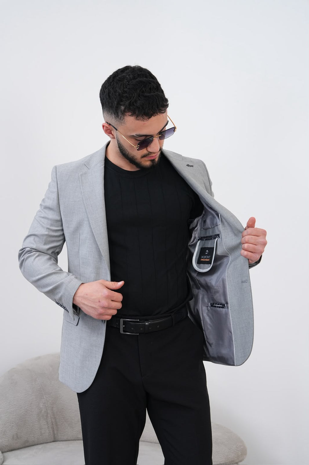 Dupont Keten Karışımlı Slim Fit Mono Yaka Çift Düğme Tek Blazer Ceket